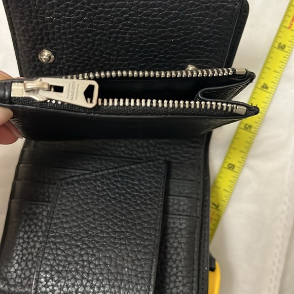 👛 All Saints - Black Pebbled Leather Compact Wallet with Detachable Coin Purse - Picture 5 of 7